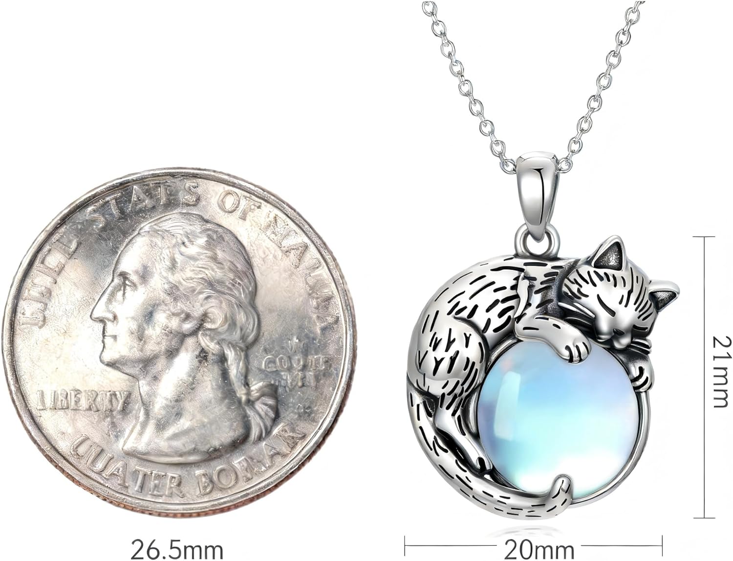 Cat/Dog Moonstone Pendant Necklace, Women's 925 Sterling Silver Animal Pendant Necklace, Cute Jewelry Gift, Perfect for Birthdays/Anniversaries/Valentine's Day for Mothers, Wife