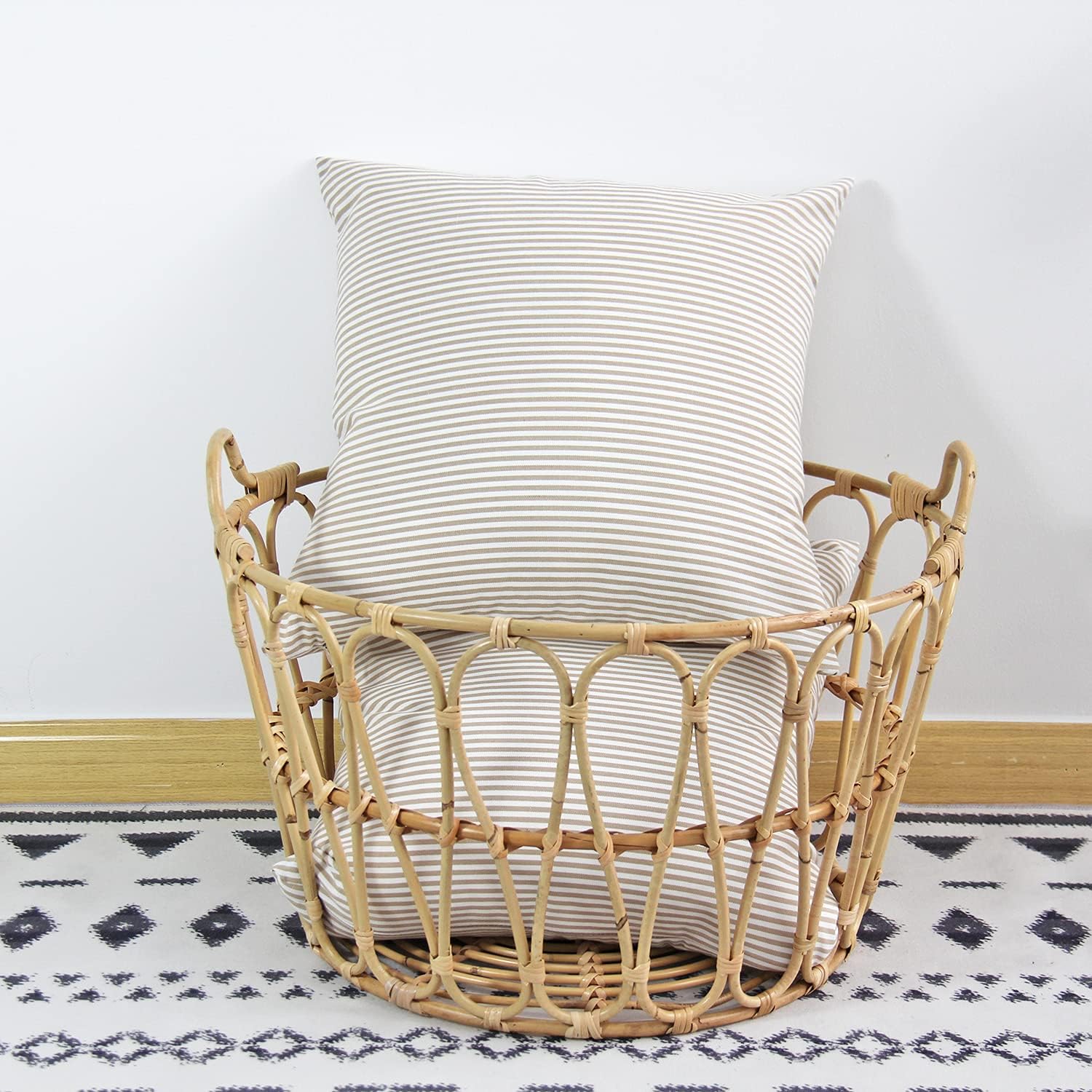 JOJUSIS Farmhouse Striped Boho Throw Pillow Covers Decorative Ticking Couch Pillowcases 20 x 20 Inch Pack of 2 Khaki: Home & Kitchen