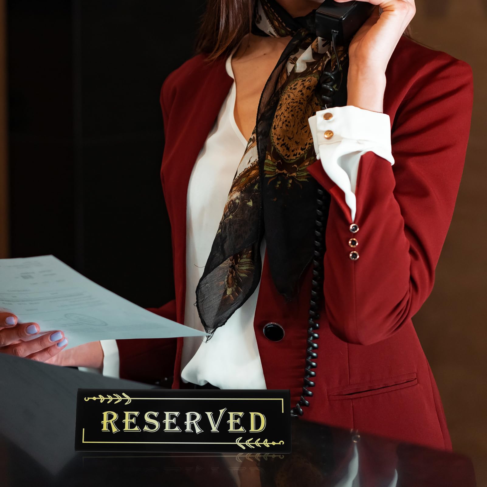 FUNOMOCYA 2Pcs Reserved Table Sign Elegant for Restaurants Events Eye Catching for Wedding Hotel Reservations