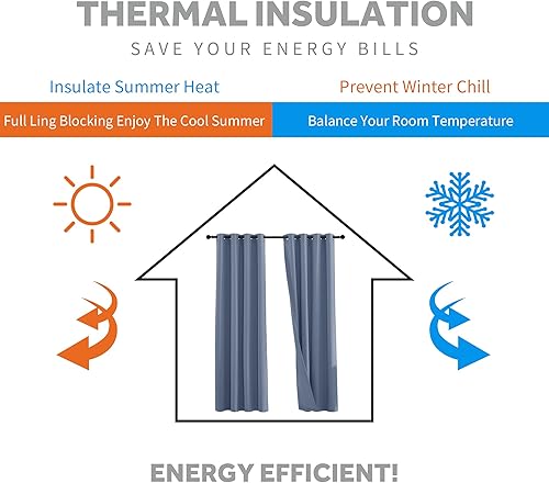 Miniatura 2 de RYB HOME Cortinas acústicas opacas, tratamiento de ventanas con privacidad, cortinas aislantes térmicas, juego de cortinas 3-en-1 para guardería,