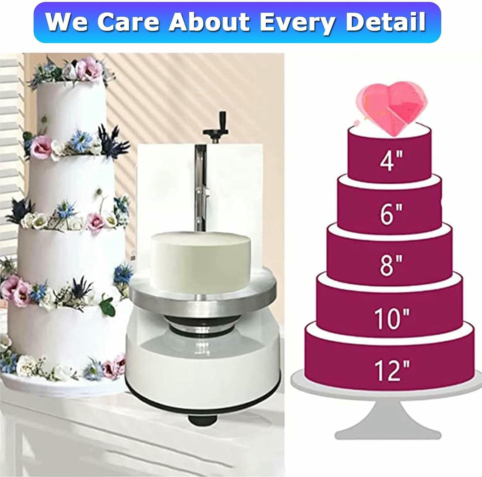 Machine Automatique De Lissage Et De Revêtement pour Gâteaux d'anniversaire, Machine De Remplissage Et De Plâtrage De Gâteaux, Plateau Tournant De 4 À 12 Pouces, Outils De Cuisson,Green