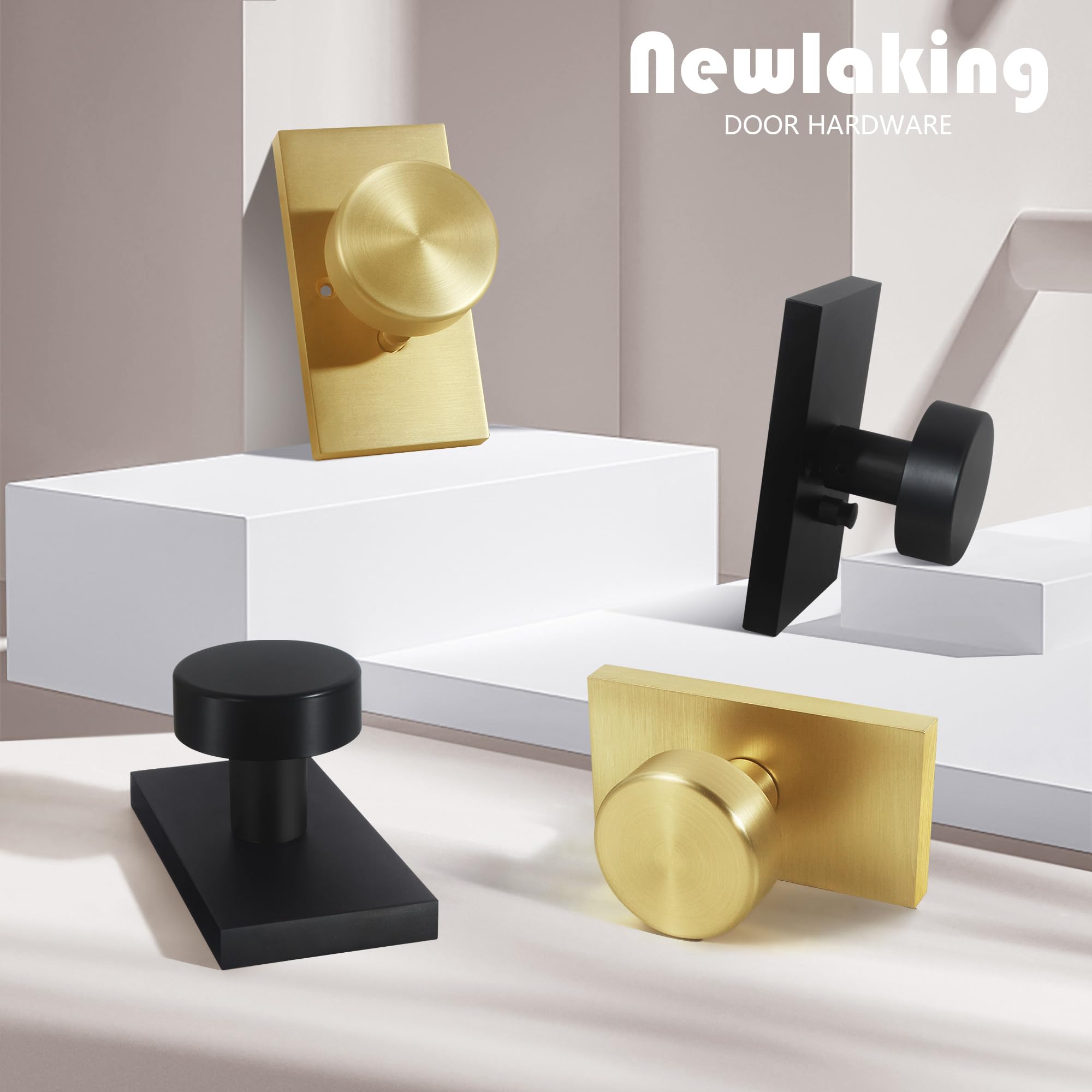 Satin Brass Privacy Door Knob with Lock -2