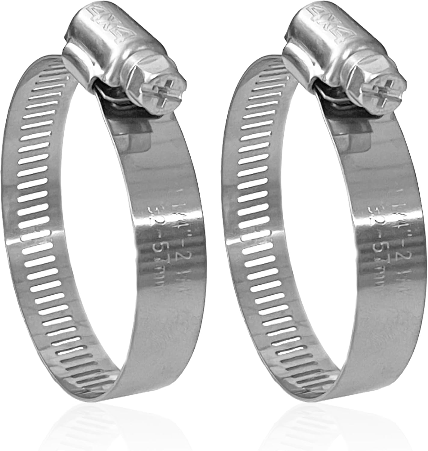 NITRO4X4 Stainless Steel Hose Clamps Set - 2 Adjustable Hose Clamp (1-1/4 to 2-1/4 Inch