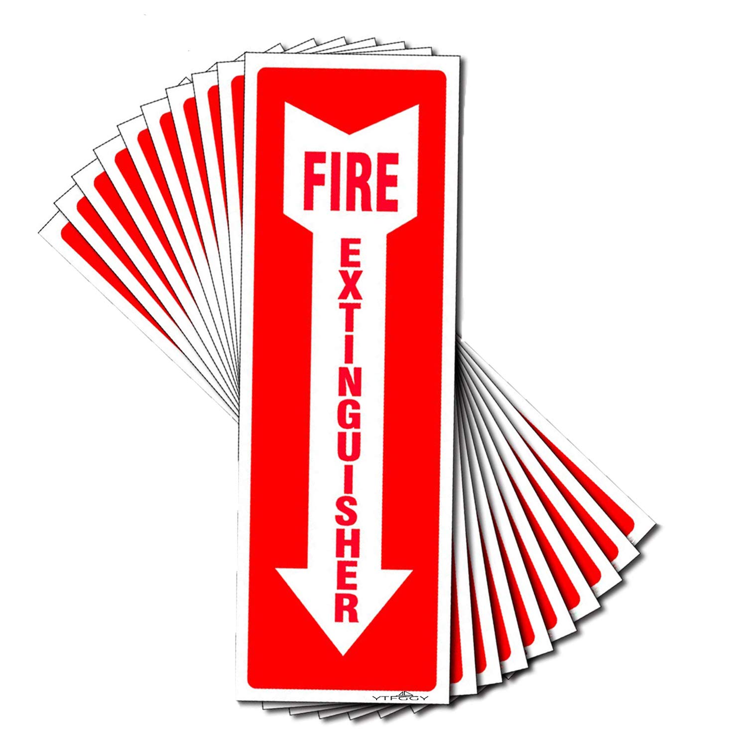 Fire Extinguisher Sign 10 Pack Fire Extinguisher Stickers 4" x 12" 5 Mil Vinyl - Laminated for Ultimate Protection, Durability Self Adhesive Decal UV Protected & Weatherproof