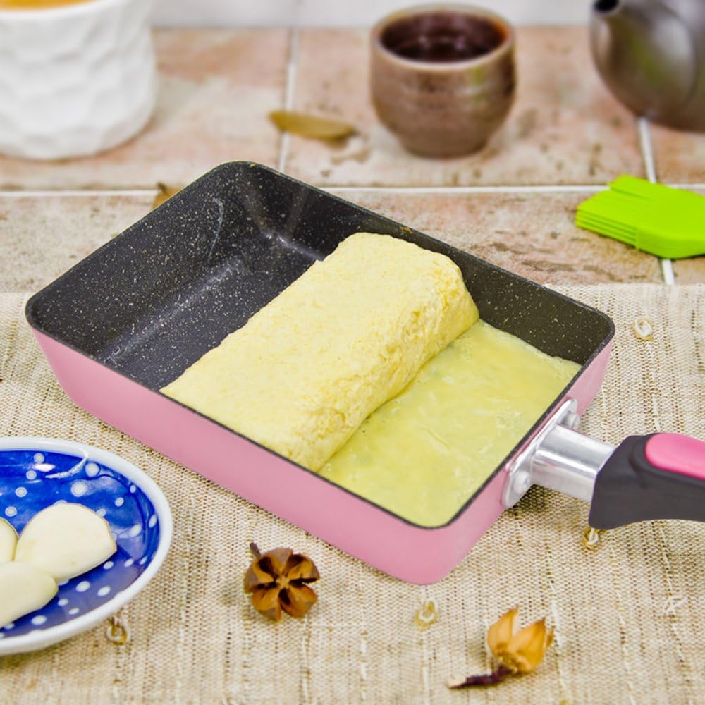 Tamagoyaki Japanese Omelette Pan/Egg Pan, Colour Collection/Hard Anodized Non-Stick Coating Carbon Steel Pan (PFOA Free) Rectangle Frying Pan Mini Frying Pan (Light Blue)