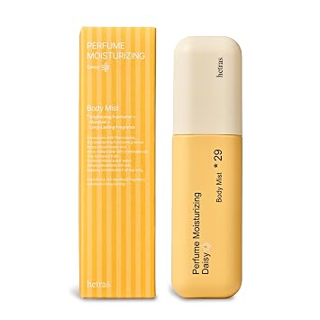 hetras. Perfume Body Mist Daisy Scent Hydrating Fragrance Spray with Niacinamide | Skin Smoothing & Moisturizing | 360 Continuous Fine Mist for Body | Long-Lasting Korean Body Care | 4.06 fl.oz