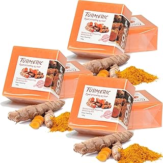 Waterfalls Turmeric Brightening Soap, Solar Holistics Turmeric Bar Soap, Brightening Turmeric Soap, Turmeric Soap for Skin Lightening (3PCS)