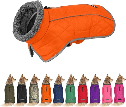 Miniatura 9 de Fragralley Chaqueta de invierno para perro, reflectante, ajustable, resistente al viento, ropa de cuello alto para perro, chaleco de clima frío,