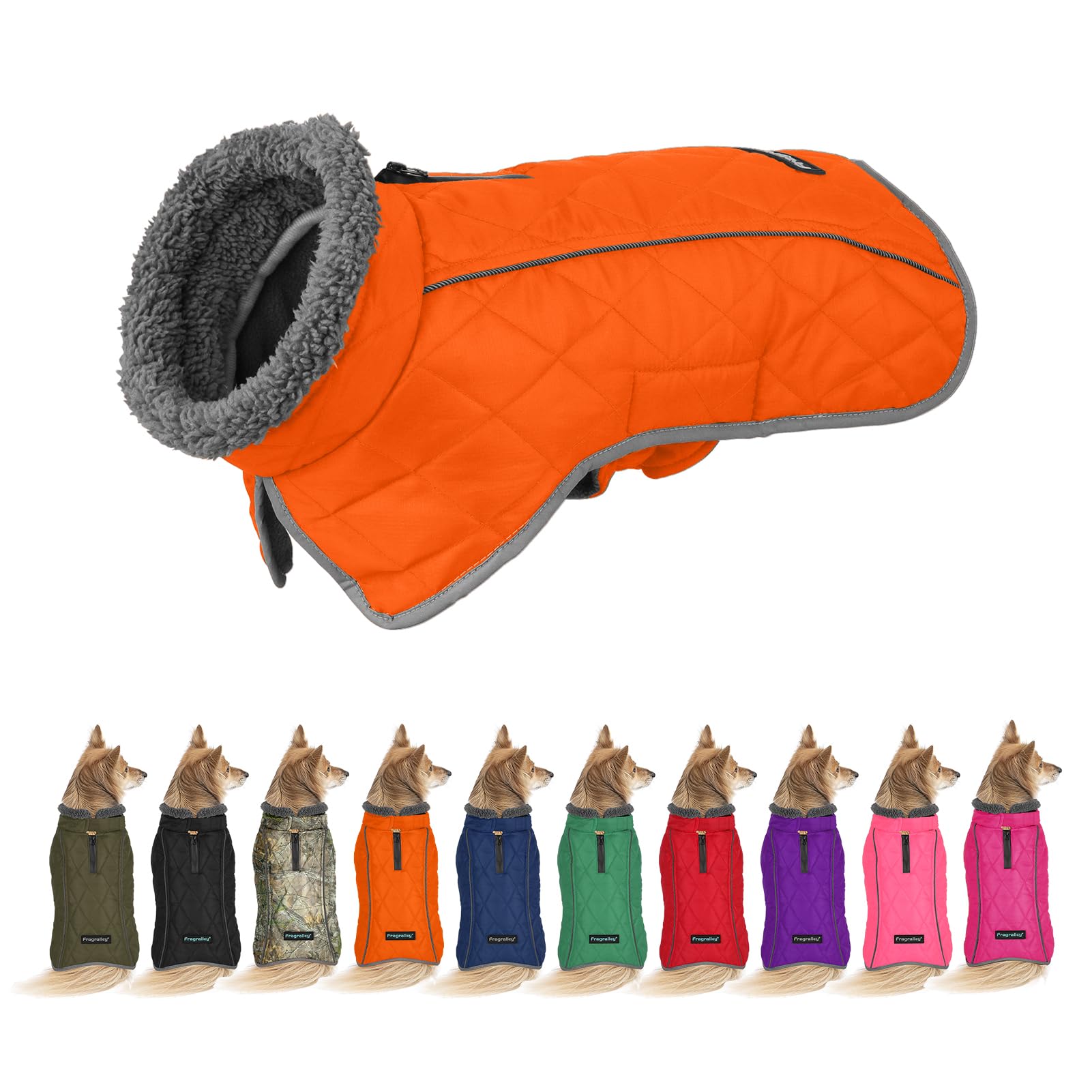 Fragralley Warm Dog Coat Machine Washable Dog Jacket with Leg Straps XL