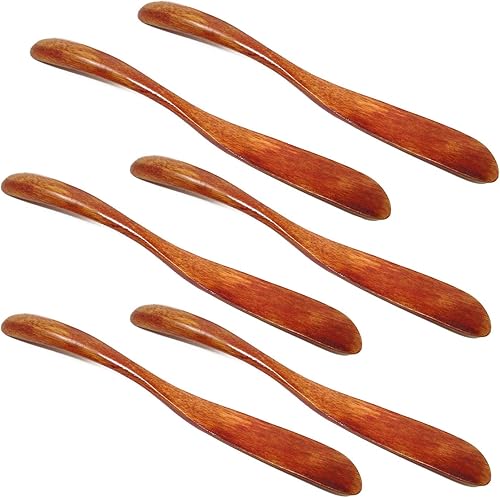 Honbay - Juego de 6 cuchillos de madera hechos a mano para mantequilla, esparcidores de queso, esparcidores de sándwich, esparcidores de