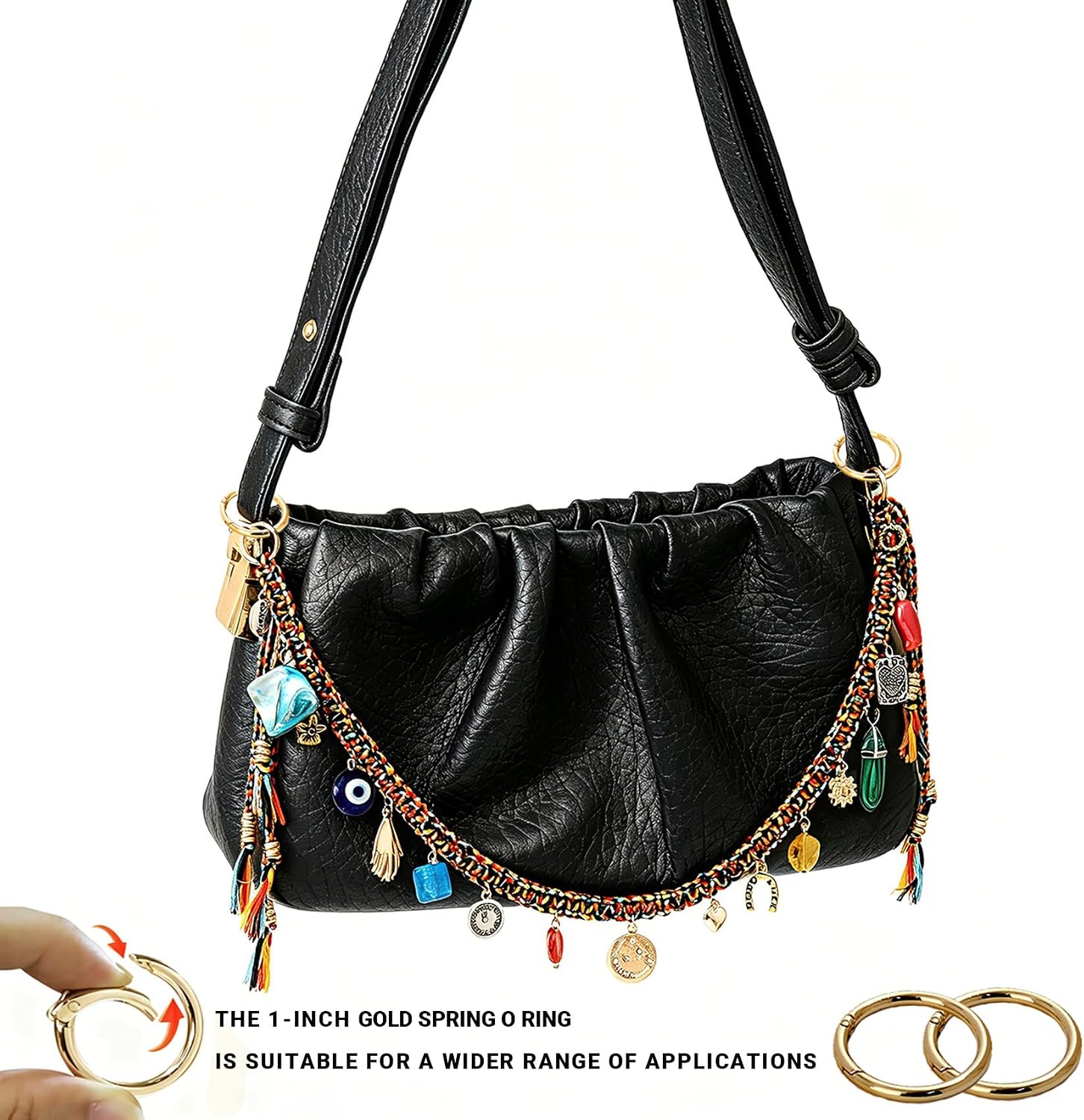 Chain Beaded Rope Braided Keychain bag charms & purse chain and Backpacks - Stylish Purse Charms Accessory for Women"with 2 spring clips,kkmilamila