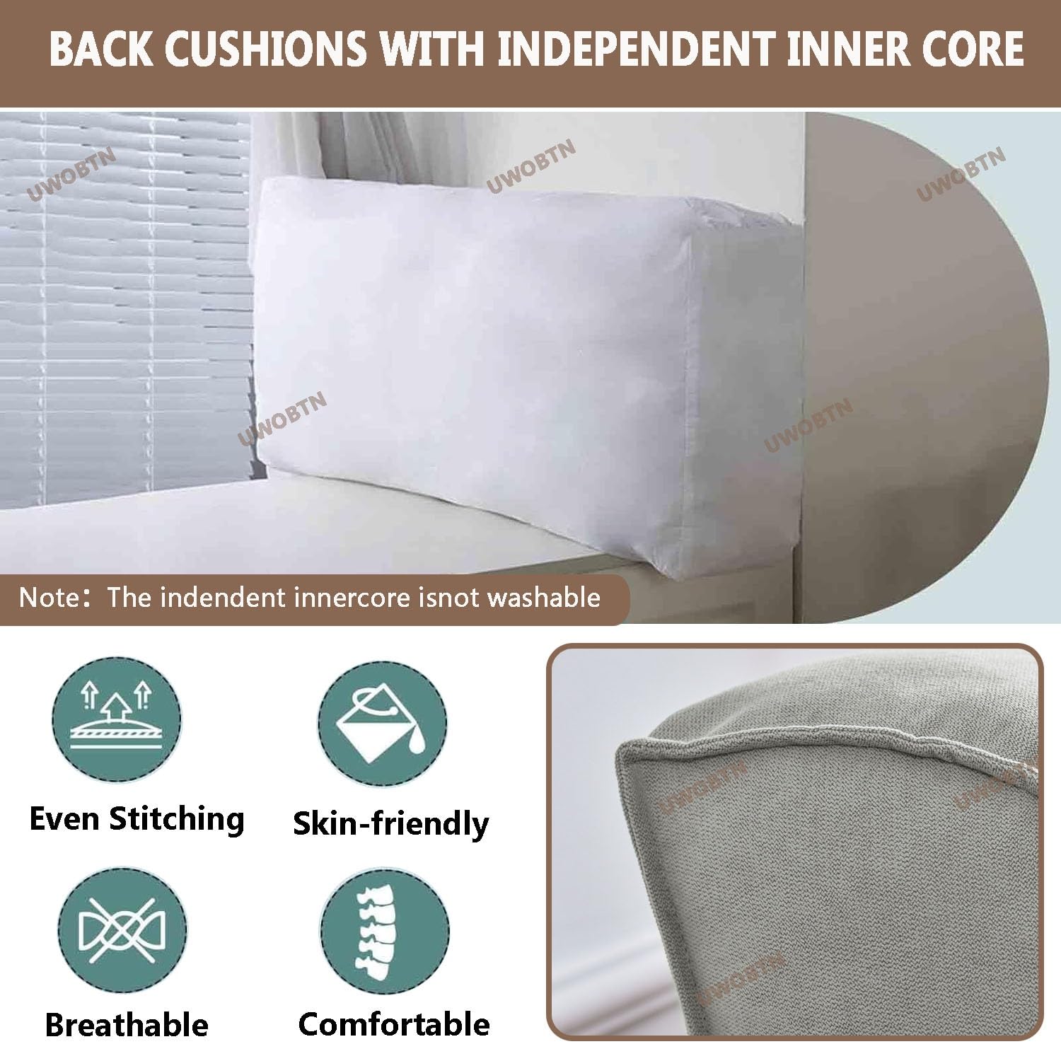 Grande Cabecera Cojín，60/70/80/90cm Suave Confort Almohada de Lectura，Desmontable Cojín para Respaldo Sofá, Reposo En Cama Lumbar Apoyo Almohada para Cama, Sofá, Silla(Color4,80x45x20cm)