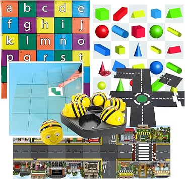 Basic Programming: 6 Bee-Bots See & Say with 4 Floor Mats, Modular Road Set and Free Docking Station with USB Cable