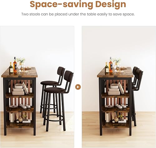 Miniatura 7 de Recaceik Juego de mesa de comedor de bar, mesa de bar moderna y taburetes para 2, juego de mesa de comedor de altura de encimera de cocina con 4