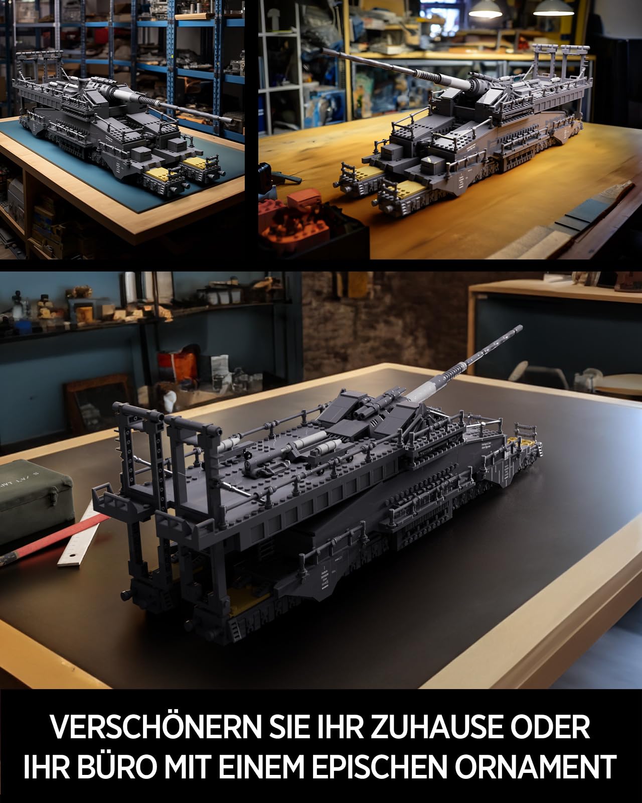 Nifeliz Eisenbahngeschütz Militär Klemmbausteine, Dora Deutscher Schwere Artillerie Modell Sammlerstück, WW2 Schienengeschütz, Geschenk für Erwachsene Männer (2355 Teile)