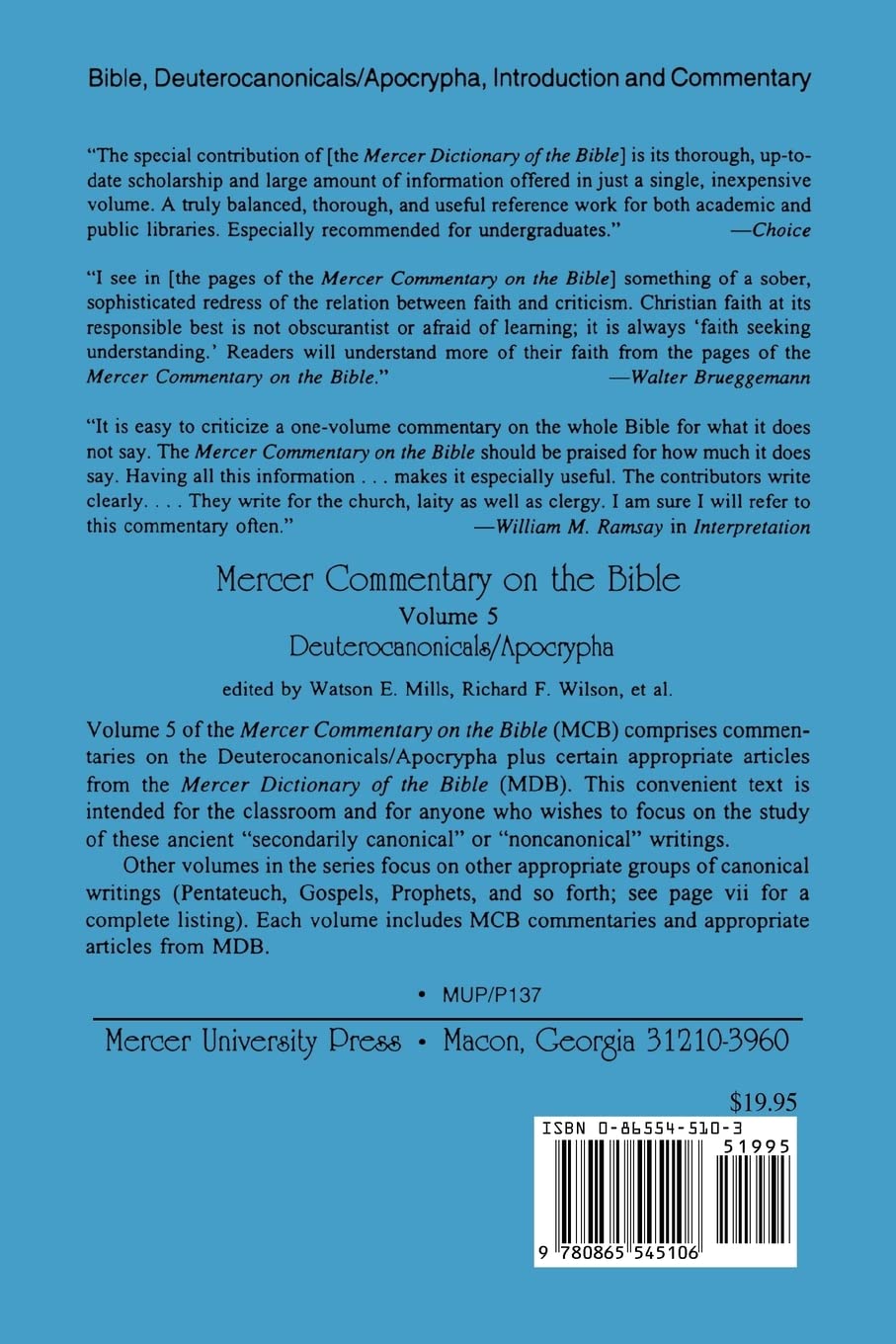 Mercer Commentary on the Bible, Vol. 5: Deuterocanonicals Apocrypha