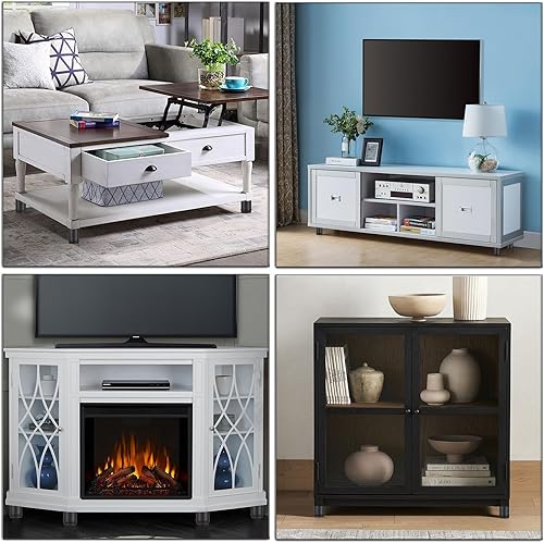 Miniatura 6 de OwnMy 4 patas de muebles de acero inoxidable de 3 pulgadas, patas de gabinete de metal resistente, elevadores redondos ajustables de metal para