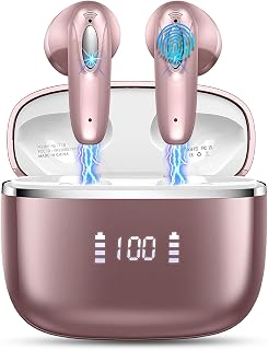Wireless Earbuds, Bluetooth Earbuds with 4 HD Mic, 2023 Light Weight in-Ear Bluetooth 5.3 Headphones, 40Hrs Playtime Ear Buds with LED Charging Case/IP7 Waterproof/Sport Earphones for Android iOS