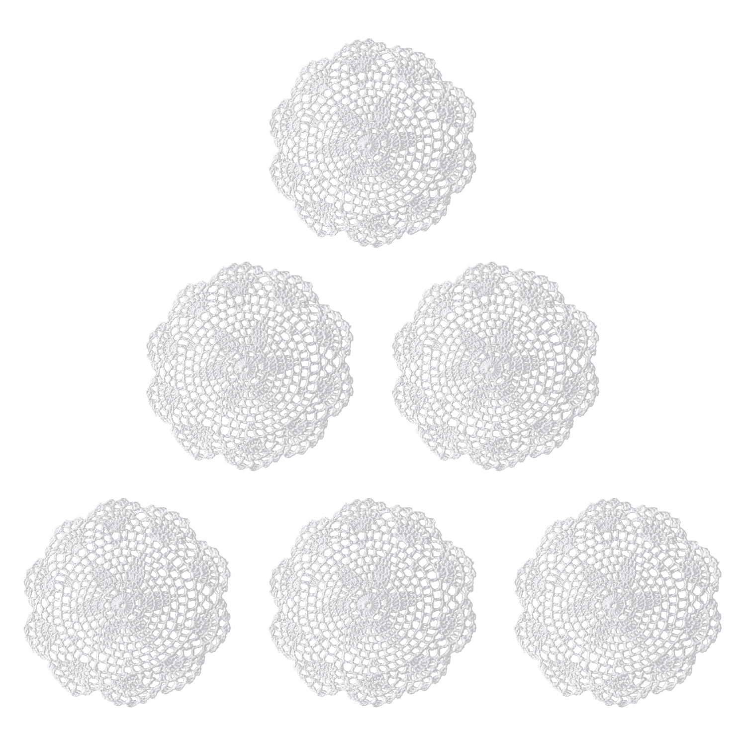 6 manteles individuales de flores blancas, hechos a mano, de ganchillo, manteles individuales de encaje bordado, manteles individuales de encaje vintage, manteles individuales redondos de algodón,