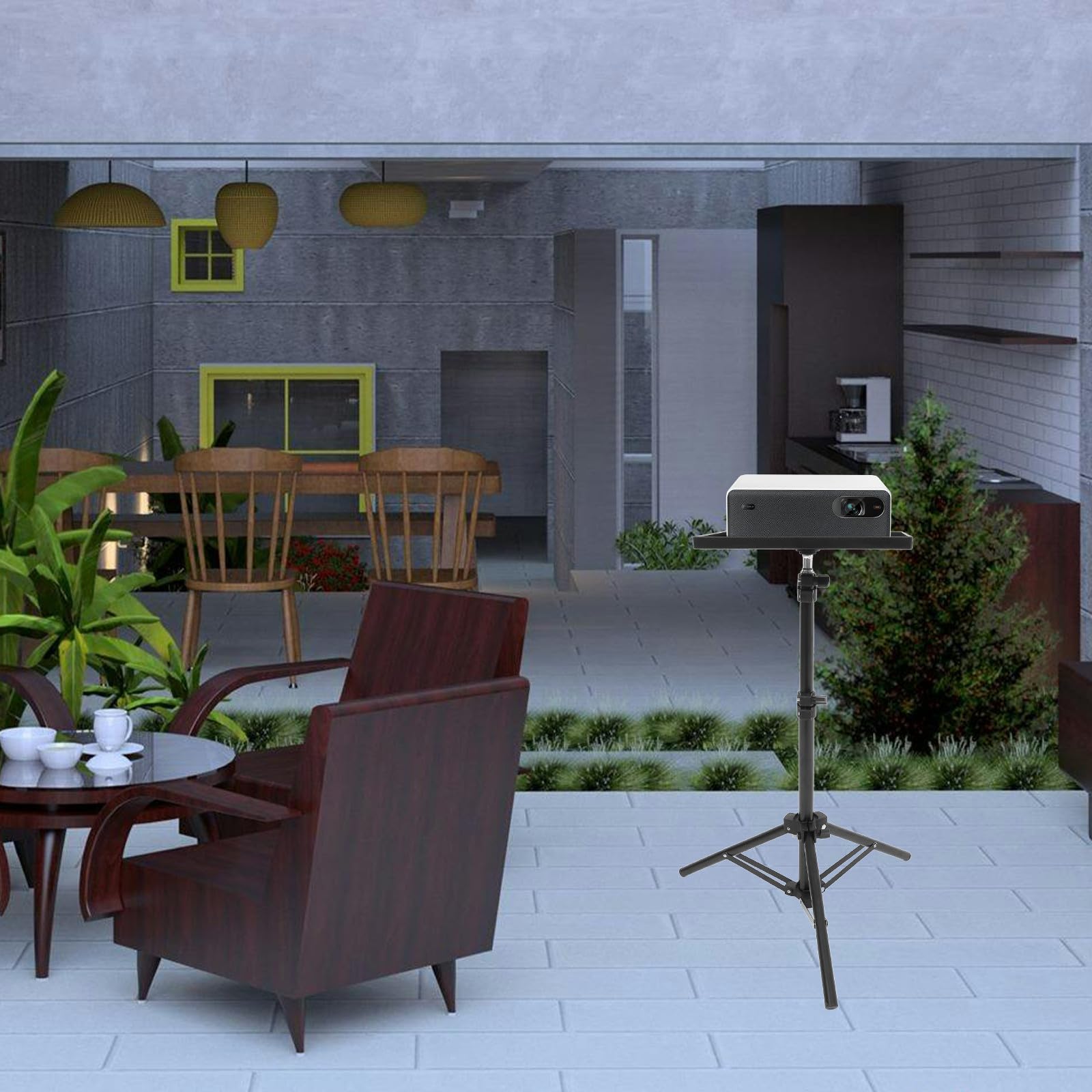 Mipcase Treppiede per Proiettore Asta Telescopica e Supporto Vassoio, Regolabile in Altezza, per Home Theater e Eventi Dj