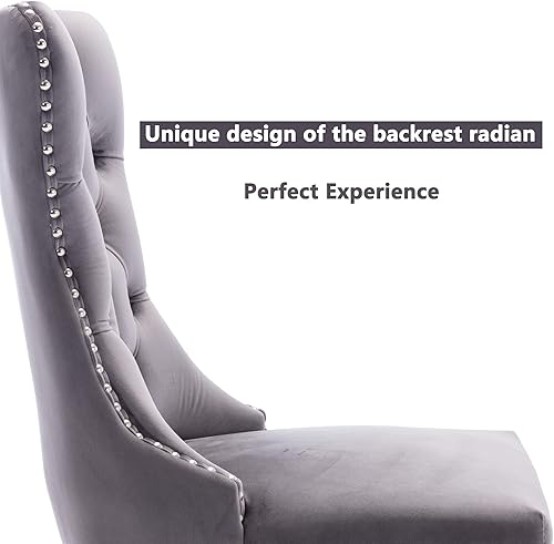 Miniatura 77 de Virabit Juego de 4 sillas de comedor tapizadas, sillas de comedor copetudas de terciopelo con respaldo de cabeza de clavo y ribete de anillo, madera