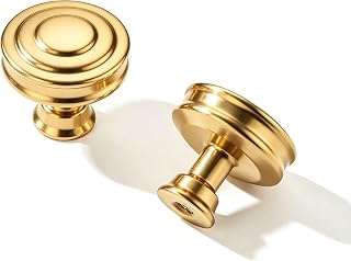 Round Polished Gold Cabinet Knob - 306, 1-1/5 in (30 mm) · Zinc Alloy · 10-Pack