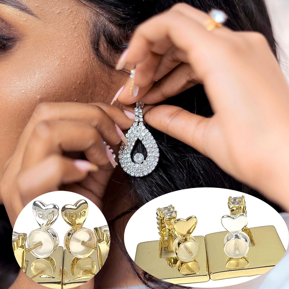 3 Pairs Earring Backs for Heavy Earring, Silicone Earring Lifters for Droopy Ears, Earring Backs Replacements, Earlobe Support Backs, Heavy Earring Support, Earring Backings, Silver Gold - Image 3