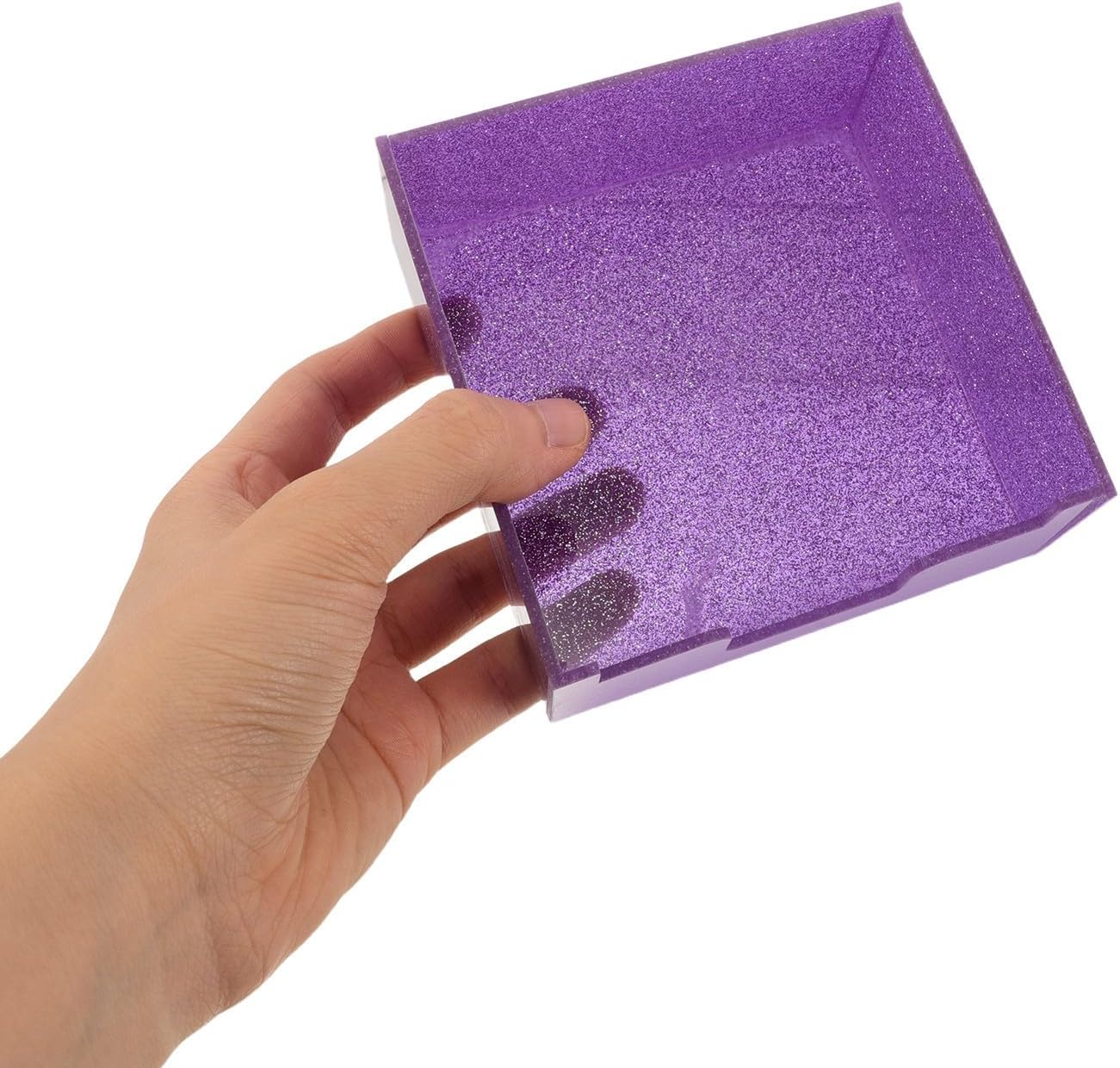 Glitter Acrylic Notepad Holder for Desk Purple Memo Pad Organizer with Easy Refilling and Versatile Storage, for Office or Dining Area, Modern Style Note Dispenser for Men