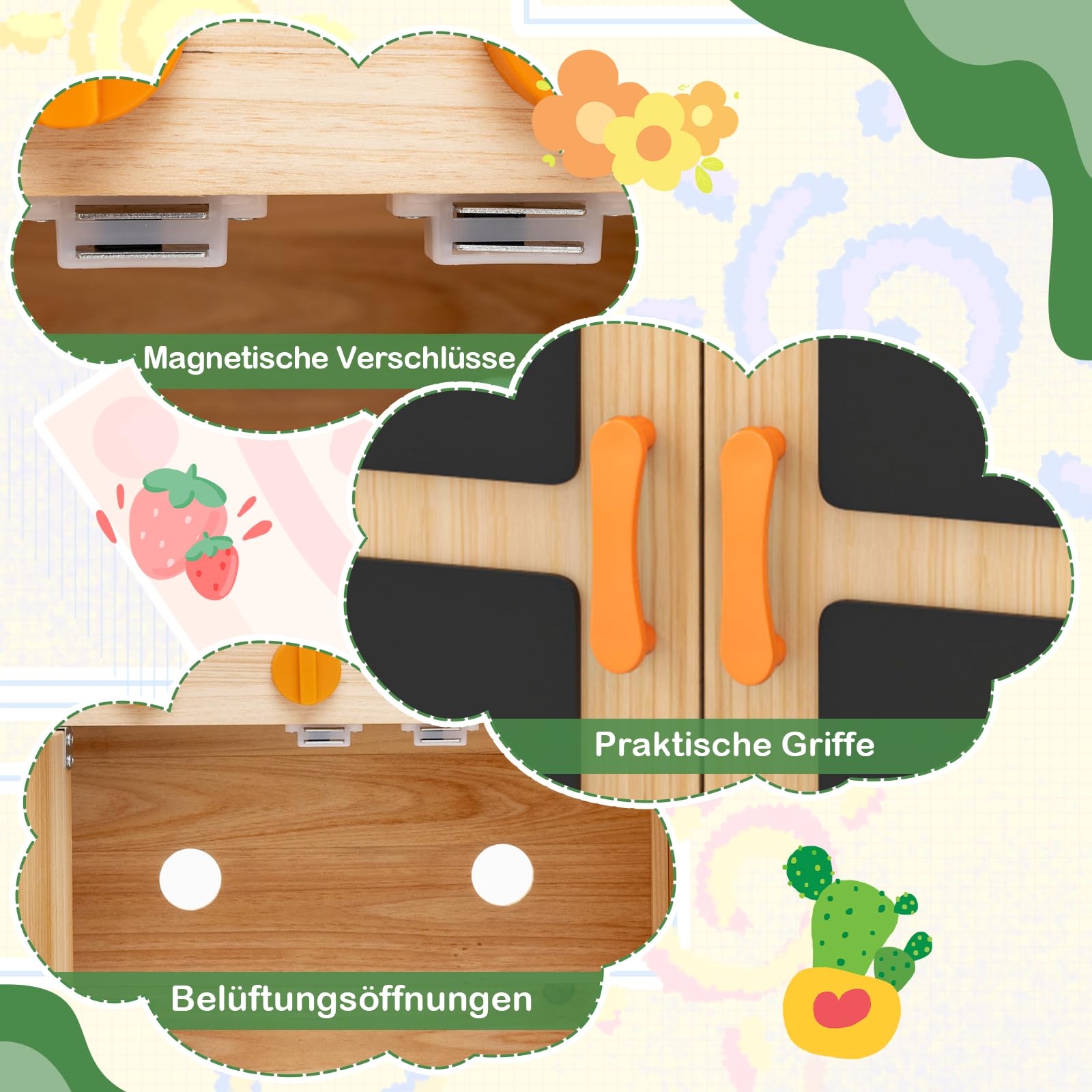 DREAMADE Matschküche Kinder Outdoor, Outdoorküche mit 4 Herd & Waschbecken & Tafel, Gartenküche, Outdoor Küche Kinderküche aus Tannenholz mit Zubehör für Kinder ab 3 Jahren