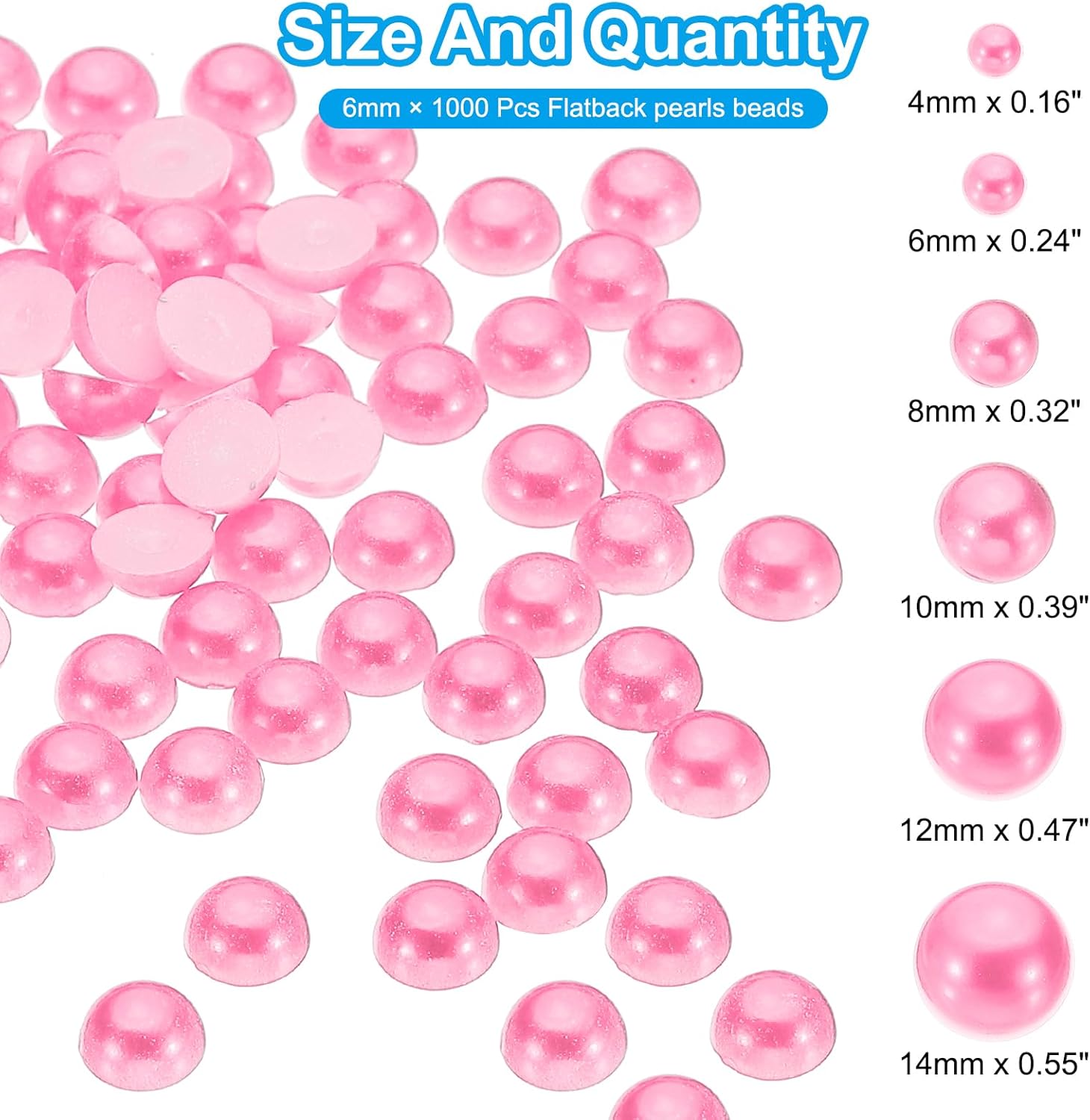 PATIKIL 1000Pcs Flatback Pearls Beads for Crafting, 6mm Half Round Resin Beads Flatback Pearls for Nail Charms Handmade Phone Case Embellishment Rhinestones, Pink - Image 2