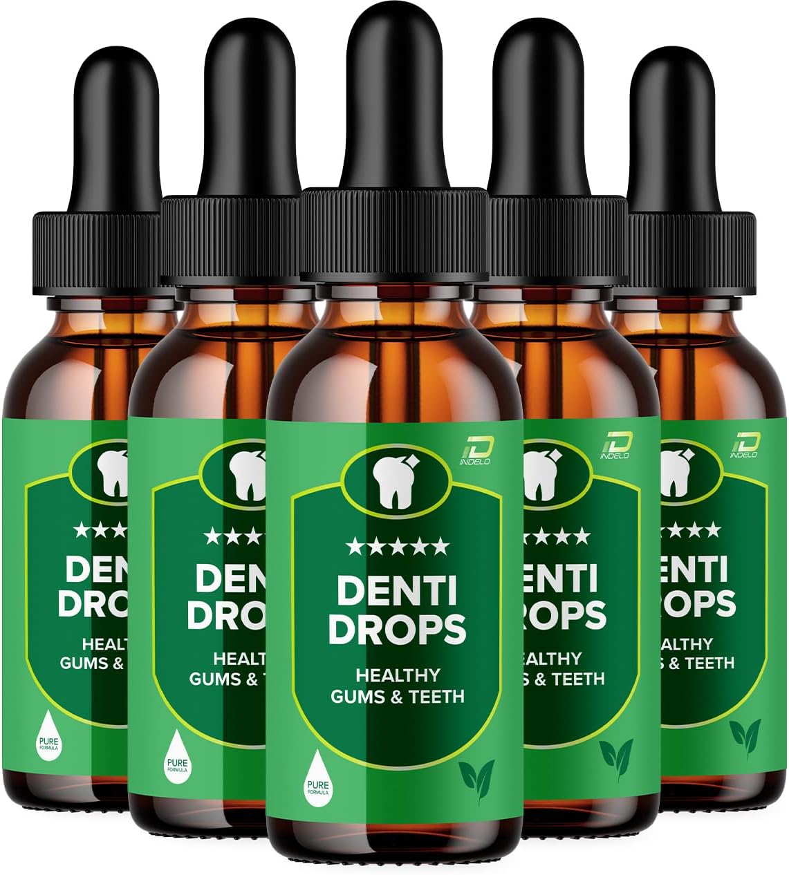 Denti Drops Pro: Suplemento Natural em Liquido para Dentes e Gengivas - Pacote com 5 Unidades