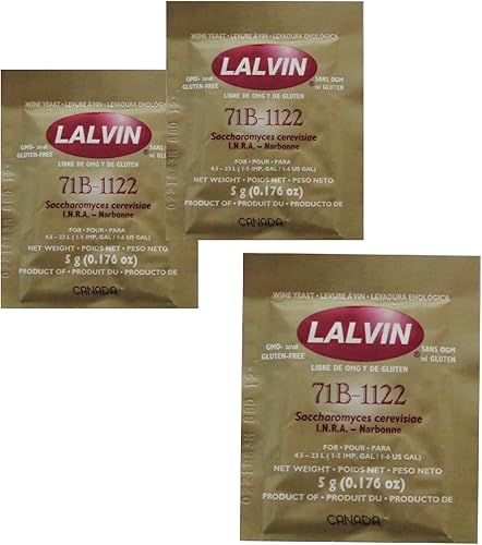 3 x Lalvin 71B-1122 Levadura de vino estilo Nouveau 0.18 oz Homebrew Fabricación de vino 4.5L-23L