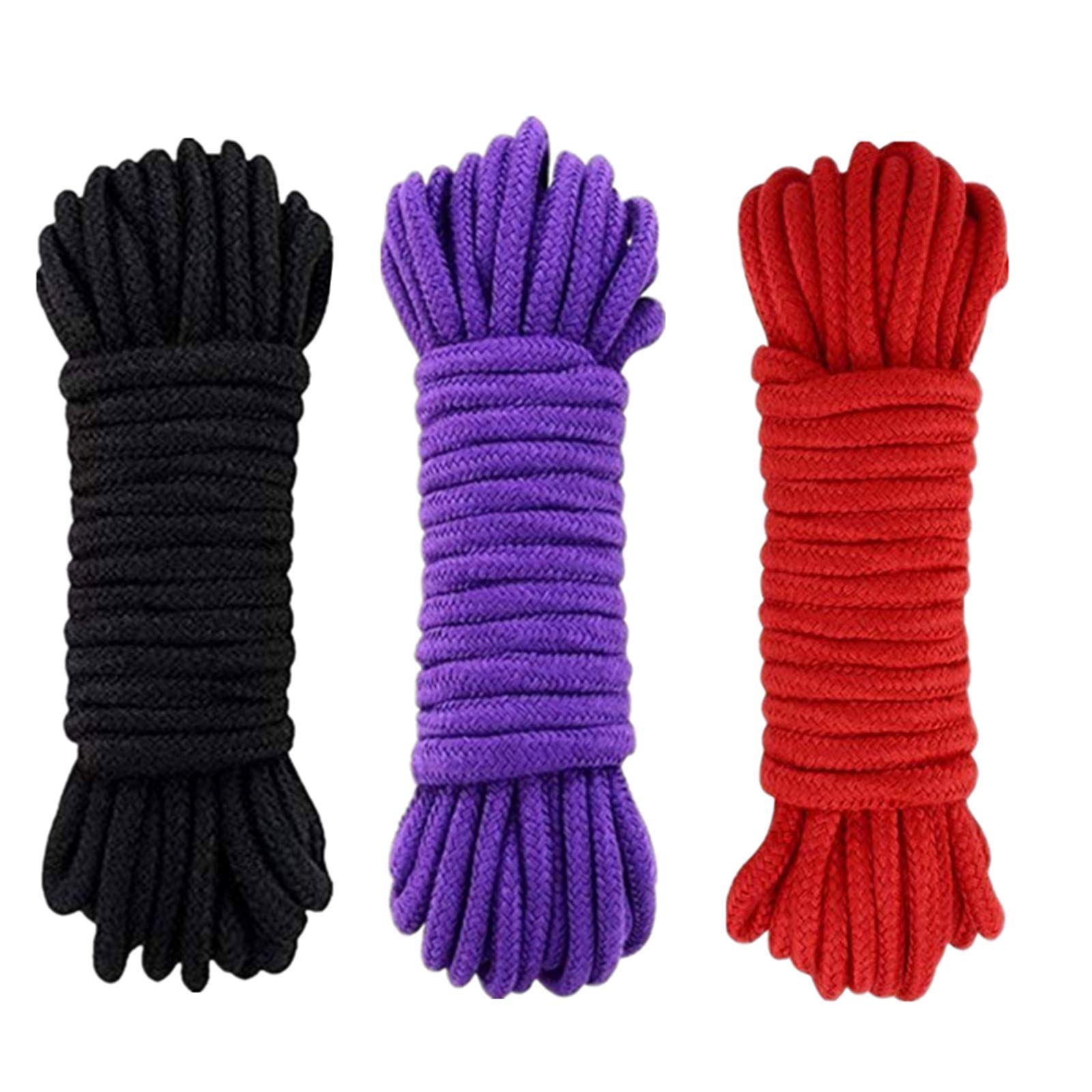 WUWYOUWL Weiche Baumwolle Mehrzweckdauerhaftes Seil(Schwarz+Rot+Violett) | Twisted Knot Binde Seil, dicke Baumwolle Schnur, für Wand Garten Pflanzen Hanger Stricken Home DIY Handwerk Dekoration