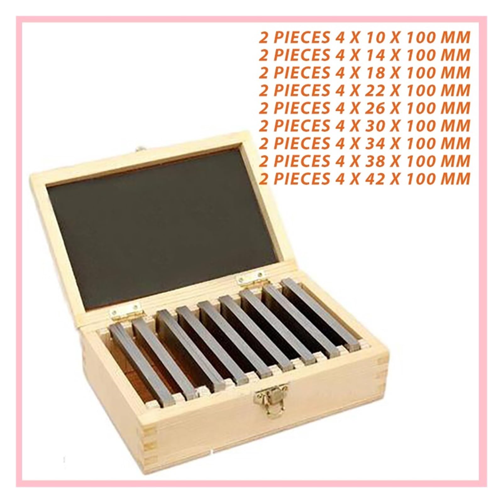 Bloques patrón paralelos Bloque de calibre de almohadilla paralela de alta precisión, 18 piezas, 9 pares, fresado CNC, acero de aleación, 100 mm/150 mm(100mm)