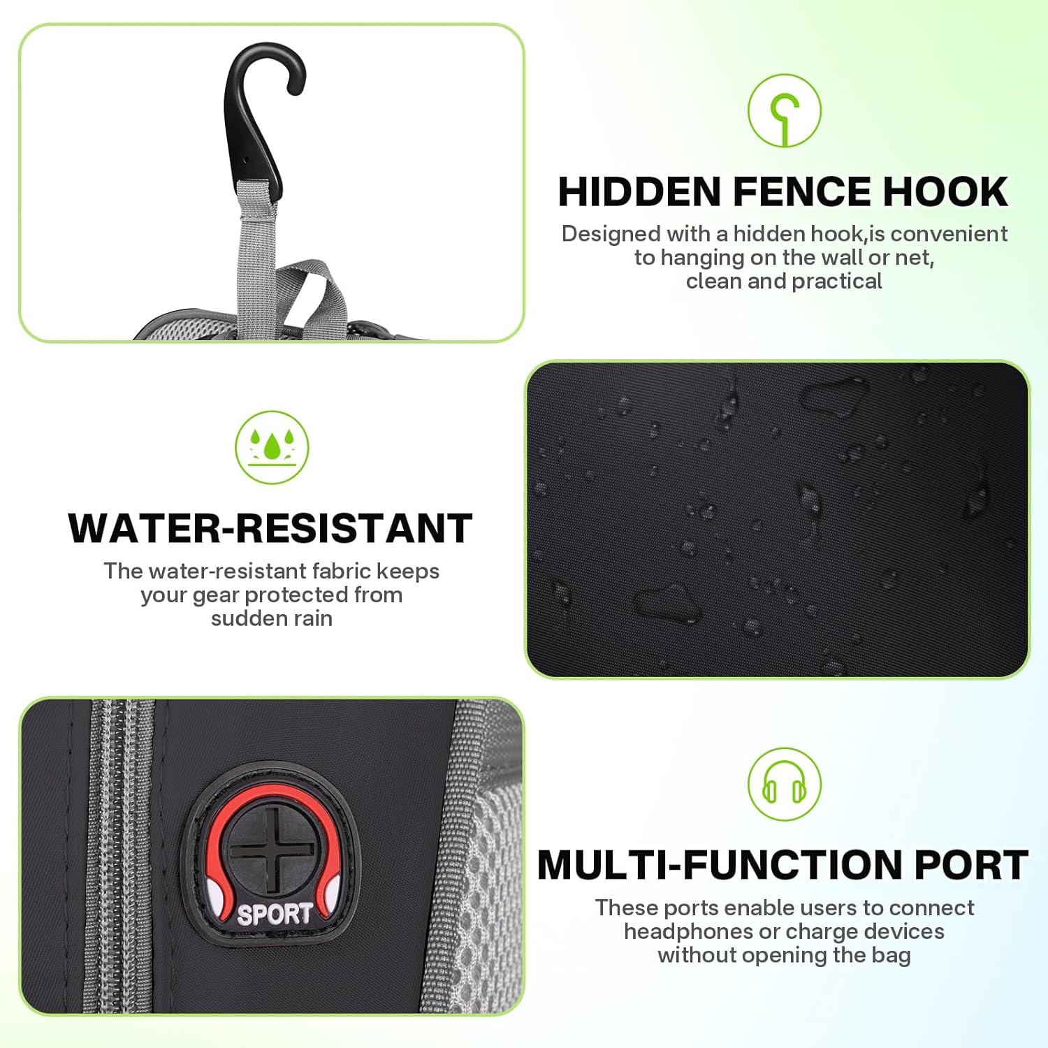 Tennis Bags for Women, Waterproof Tennis Sling Crossbody Shoulder Backpack Holds 2 Rackets, Tennis Racket Bag for Pickleball Badminton - Image 7