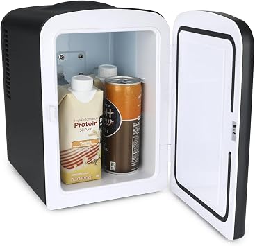 PERSONAL CHILLER 4L Mini Fridge 6 Can Portable Cooler & Warmer Compact Refrigerators(Black)