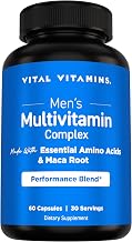 Vital Vitamins Men's Multivitamin Complex - Made with Essential Amino Acids & Maca Root - with Vitamin A, C, E, B6, B12, D3 & Male Performance Blend - Daily Men's Multivitamin - 60 Capsules