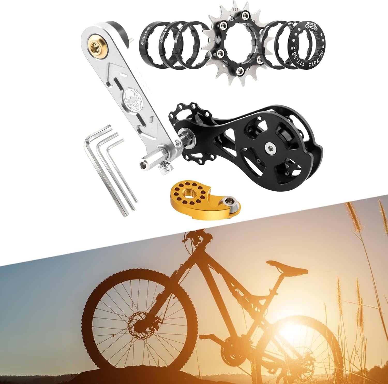 kowaku Mountain Bike Single Speed Conversion Kit with Wrench Repairing Bicycle Components Easy Installation Single Speed Cassette
