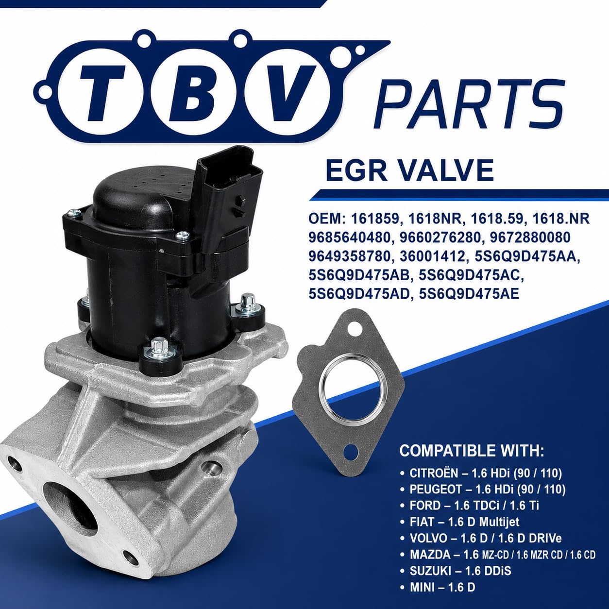 Zawór EGR 1.6 HDI/TDCI 1618.NR 9685640480 9660276280 9672880080 9649358780 Zawór recyrkulacji spalin do Berlingo Partner C2 C3 C4 20660 207 307 5S6Q9D475AA