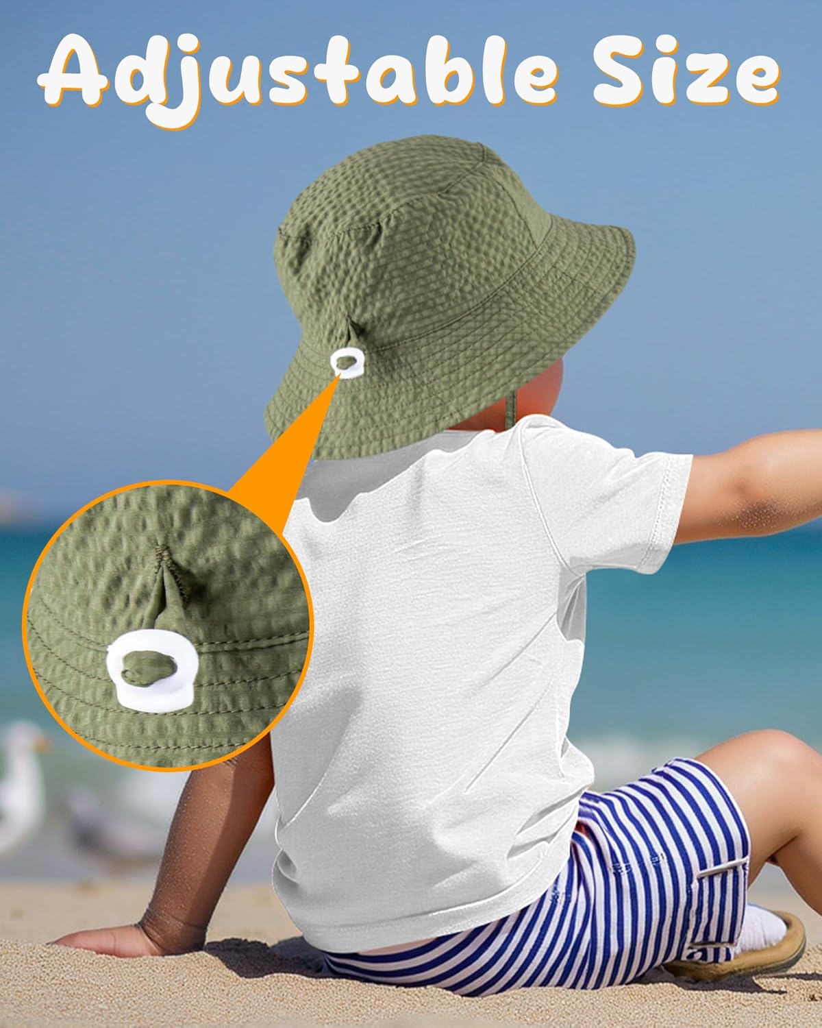 HONGTEYA Baby Sun Hat Toddler Boy Bucket Hat Kids Summer Beach Hat Wide Brim Sun Protection - Image 4