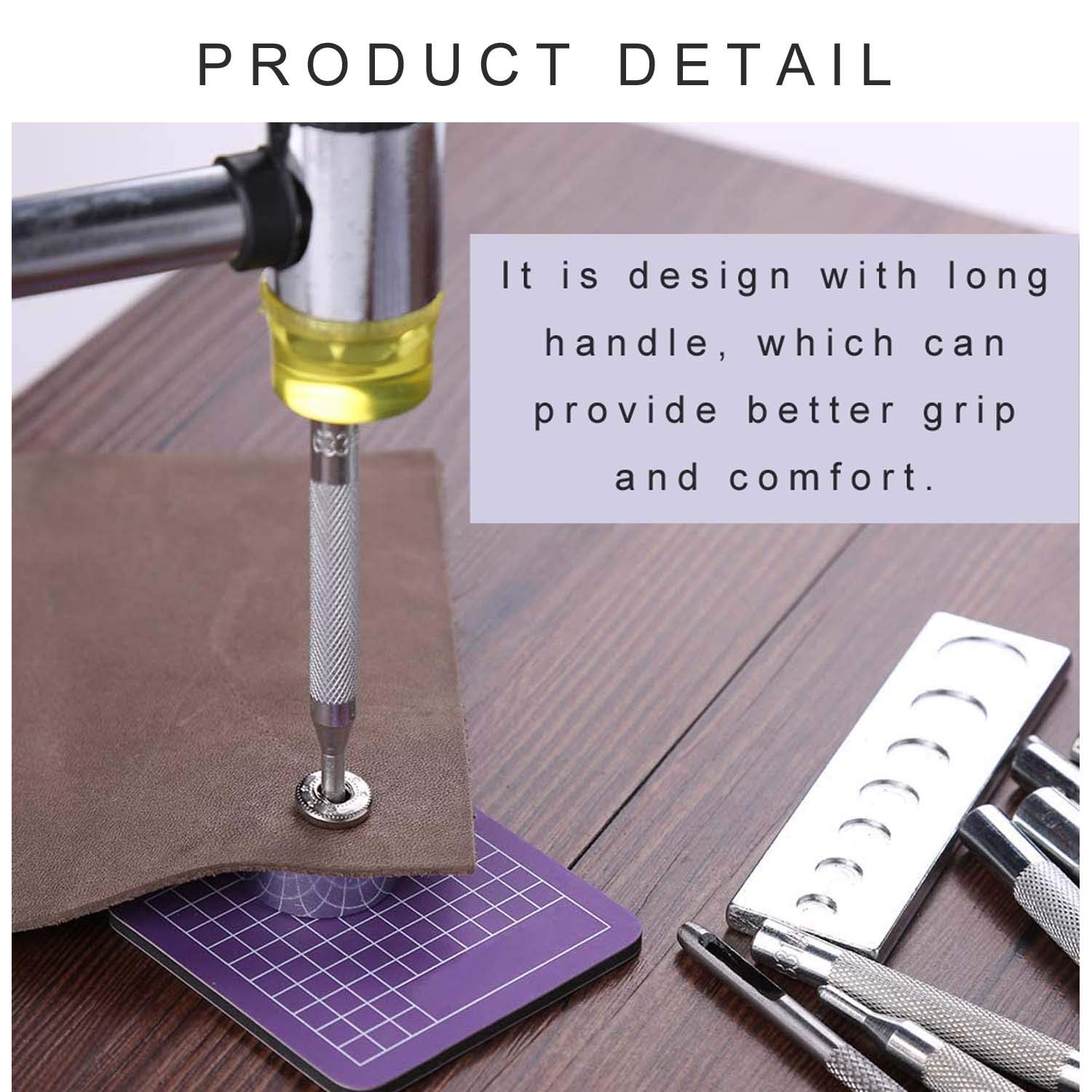 JONMON Snap Rivet Setter kit 11pcs, 7pcs Snap Fastener Setter, 2pcs Leather Hole Punch 2.5mm 3mm, with Base and Mini Anvil Set, for Leather Punch and Install Rivet Button