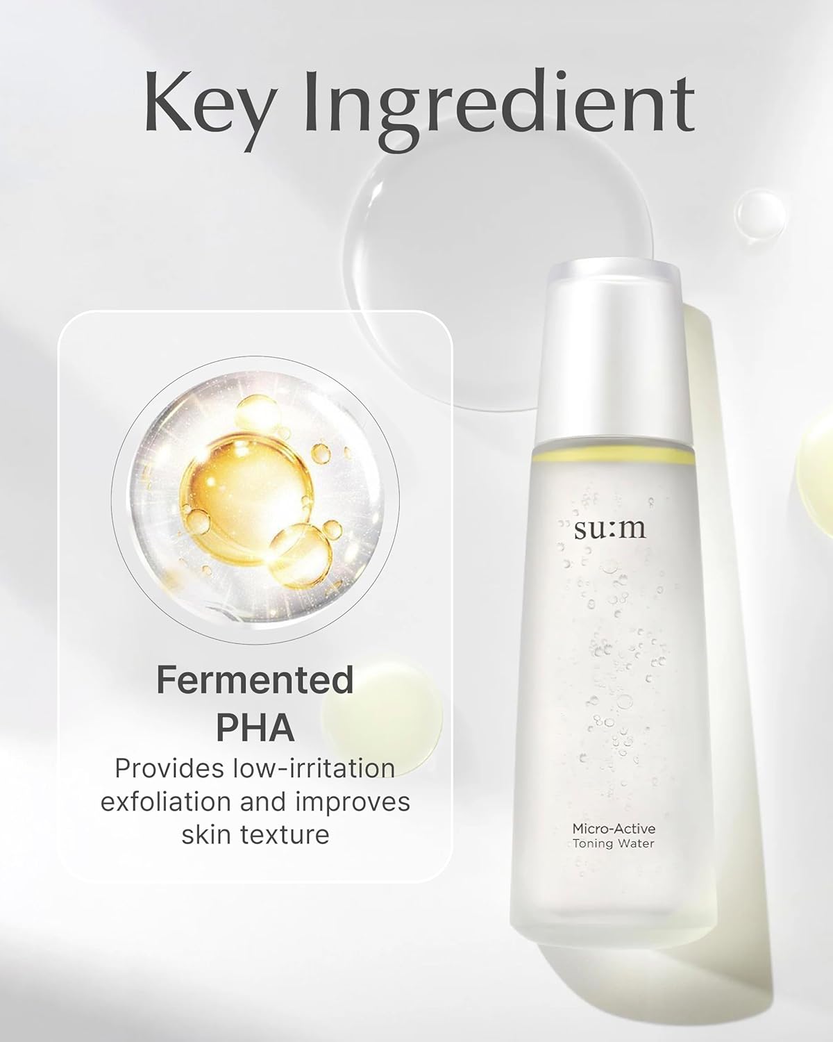 SU:M Micro-Active Toning Water (5.07 fl oz) - Dual-Phase Gentle Exfoliating Toner with Low-Irritation, Improved Skin Texture & Boost Vitality, Korean Skin Care. PHA, Biopeptide.