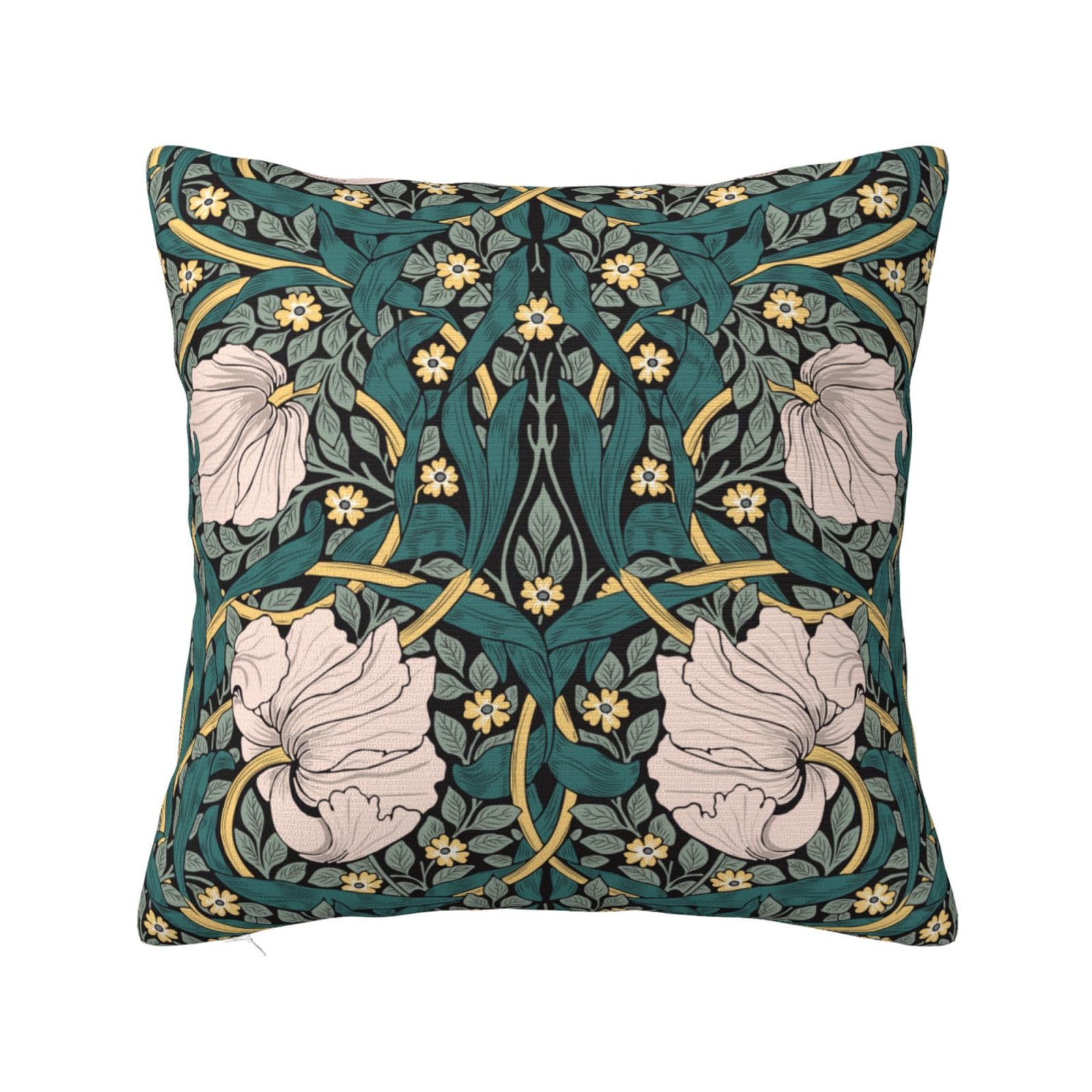 Keebik William Morris Pimpernel Design Throw Pillow Cover Soft Decorative Throw Pillowcases Cushion Case for Home Decor Living Room Bed Couch Car 18x18 Inch