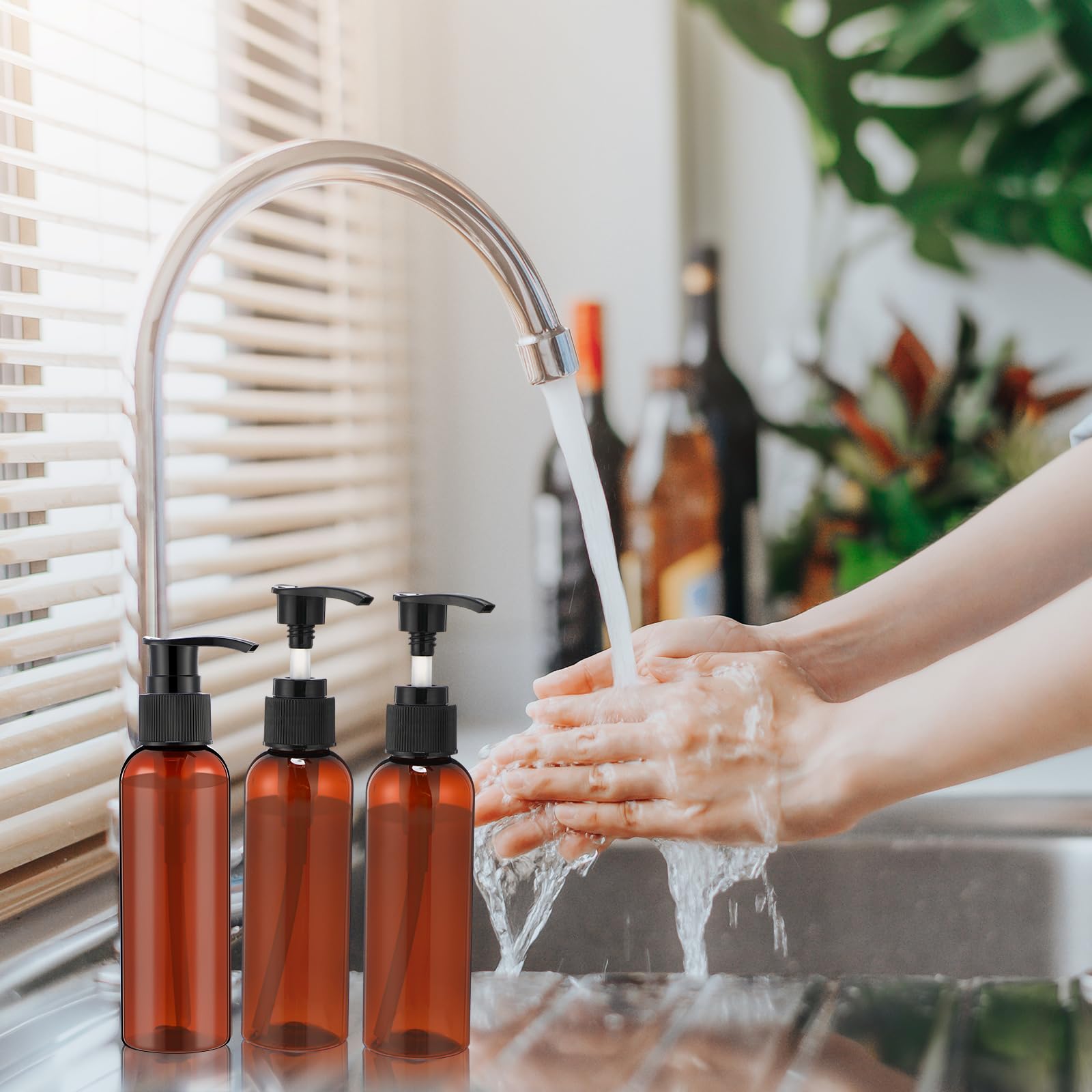 Nuenen 48 bottiglie vuote ricaricabili per lozioni, 120 ml, in plastica, dispenser a pompa, per balsamo, shampoo, a prova di perdite, contenitore per bagnoschiuma, creme, sapone liquido (nero e