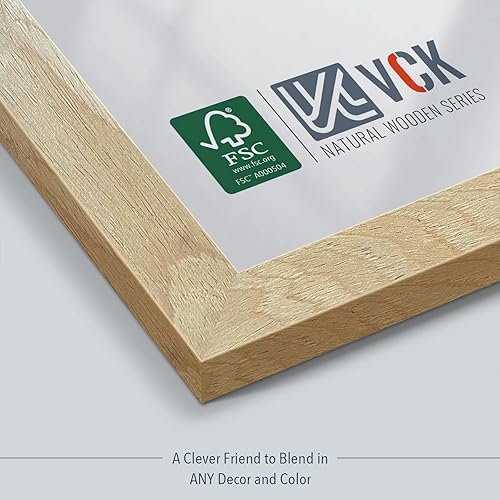 Miniatura 5 de VCK Juego de 3 marcos para póster de 24 x 36 pulgadas, madera maciza natural, exclusivo marco de madera veteada para colgar en la pared