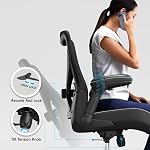 Ergalithic Office Ergonomic Home Chair-Computer PU Leather X-Shaped Desk Chair-Gaming Chair with Adjustable Flip-up Armrests Lumbar Support Mesh Executive Chair for Long Hours Office(Black)
