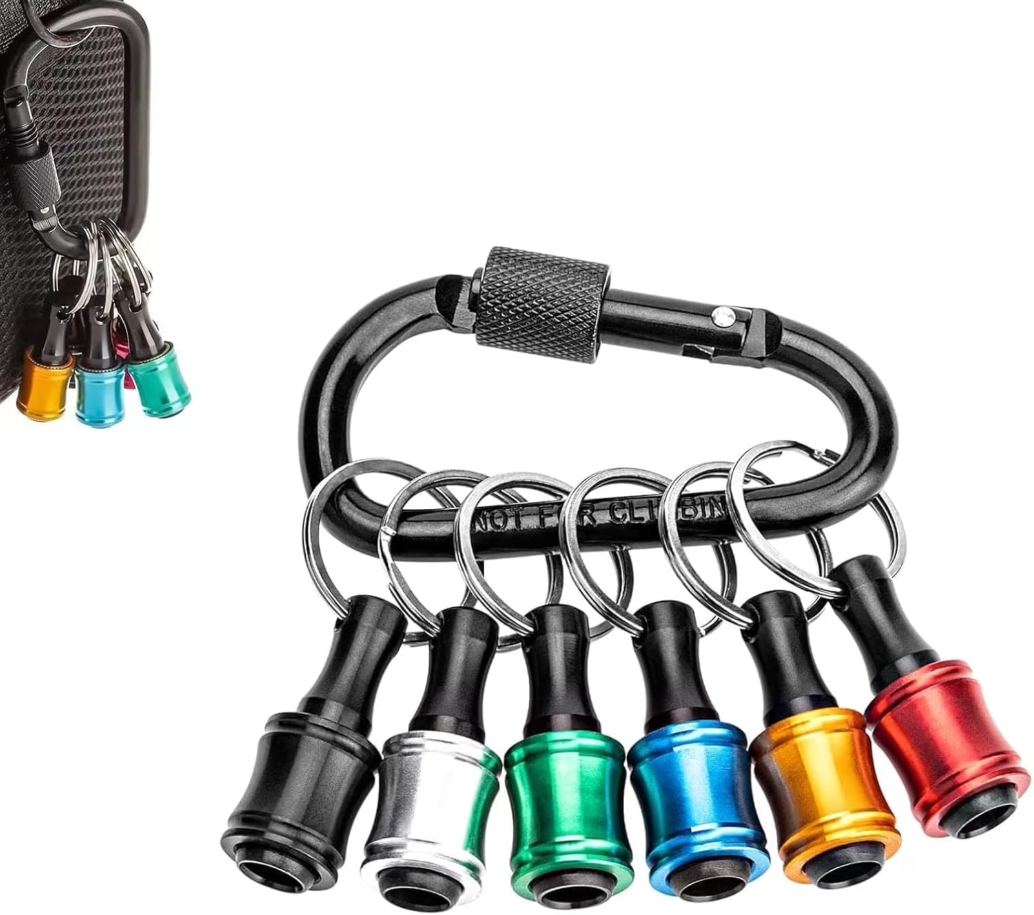 6Pcs Bit Holder Key Chain, 1/4 Socket Hex Drill Bit Holder, Quick Release Keychain Organizer Cool Gadgets for Men Gift