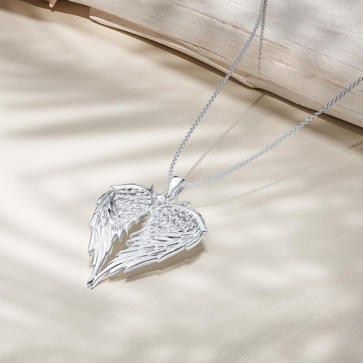 Diamond Angel Wing Necklace for Women 925 Sterling Silver Heart Shaped Angel Wing Pendant Necklace with Lab Grown Diamond Jewelry Gifts for Mom Wife Girlfriend Daughter Sister Friend - Image 4