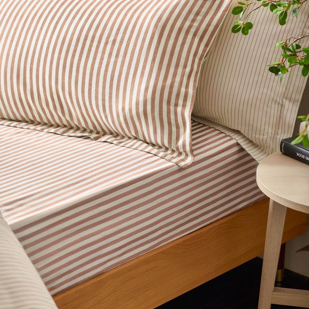 Yard  Pecan Hebden Melange Stripe Pillowcases - 50x75cm
