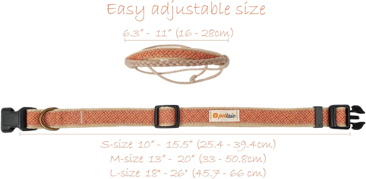 Pettsie Dog Bandana Collar with Matching Friendship Bracelet – Adjustable, Durable Hemp & Soft Cotton, Stylish & Comfortable Pet Bandana, Designed for Dog Lovers, Medium, Orange
